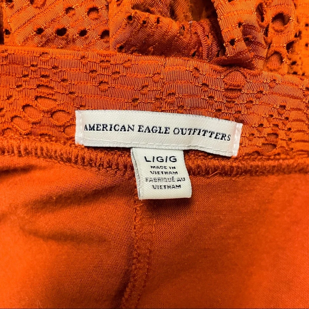 American Eagle Burnt Orange Lace Wide Leg Casual Pants Womens Size L